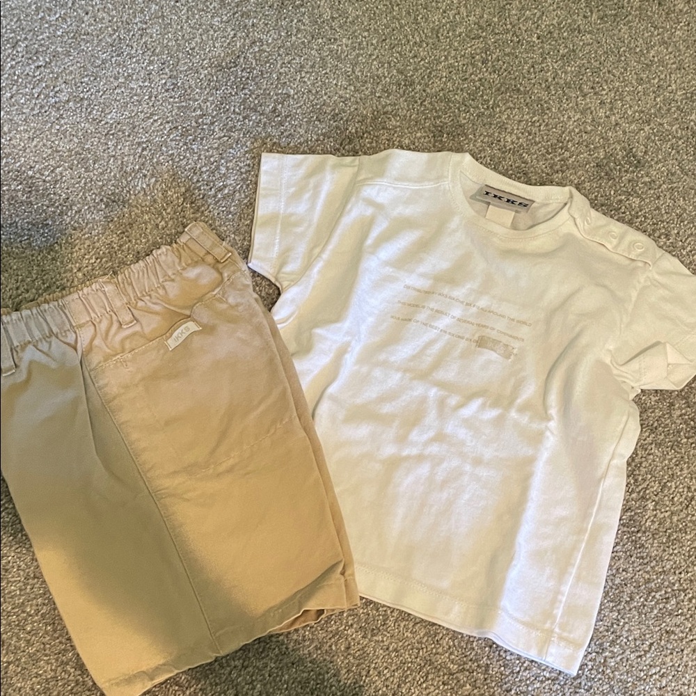 Ikks White Baby Tee with Subtle Front Print matching shirt size 18 month